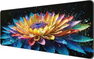 Thin Extended Gaming Mouse Pad 31.5 * 11.8 * 0.08 inch with Stitched Edges Large Long XXL Keyboard and Mouse pad Desk Mat for Gaming Office & Home - Flower 30