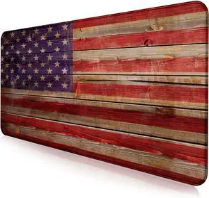Patriot Wood Grain American Flag Extended Large Gaming Computer Mouse Pad Suitable for Home Office and Study Keyboard Mouse Pad 35.4 x 15.7 x 0.12 Inches