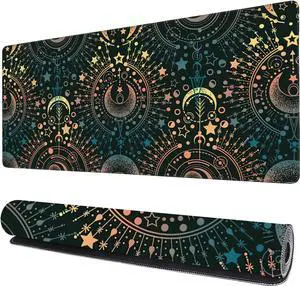 Alchemy Magical Astrology Gaming Mouse Pad XXL Large Desk Mouse Pad Keyboard Mat with Stitched Edges Waterproof Non-Slip Desk Mat for Laptop Keyboard Computer 35.4 * 15.7 Inch