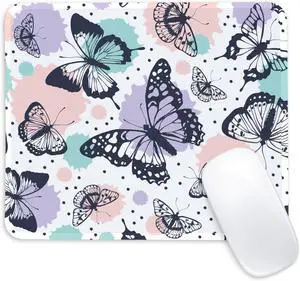 Butterfly Square Mouse Pad Non-Slip Rubber Base Mouse Pad Home Office Decoration Desktop Accessory Laptop Mouse Pad for Office Laptops 9.4x7.8x0.12in