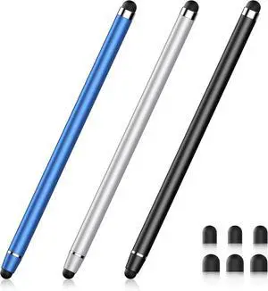Stylus Pen for Touchscreen 2 in 1 High Precision and Sensitivity Stylus Stylus Pen for iPad/iPhone/Android/ Smartphone and Tablets Compatible with Touch Screens(Black/Blue/Silver)