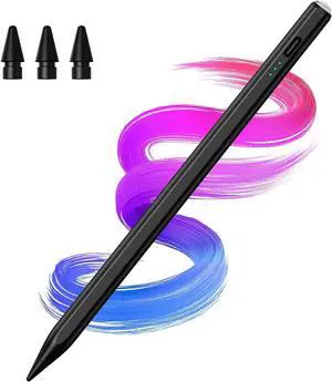 Stylus Pen for iPad(2018-2025)-2X Faster Charge with Tilt Sensitivity & Palm Rejection for iPad 11/10/9/8/7/6th Gen Air 7/6/5/4/3/M3/M2 Pro 13/12.9/11/M4 Mini 7/6/5th Black