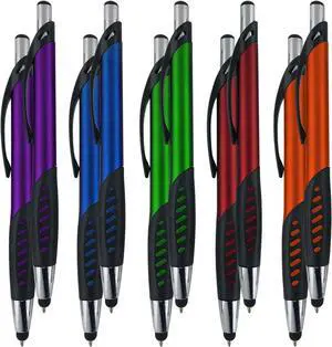 Stylus Pen 2 in 1 Capacitive Stylus & Ballpoint Click Pen with Comfort Grip for Universal Touchscreen Devices Tablets iPad iPhone 6 6 Plus iPod Android  Galaxy(Metallic 10 Pack)
