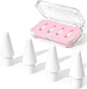 Replacement Pencil Tips for  Pencil Pro/USB-C/2nd Gen/1st Gen Tips(with Storage case) wear-Resistant Tips for iPad Pencil Accessories (4 Pack Pink)