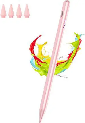 Stylus Pen for iPad 9&10th Generation 2018-2025 with Palm Rejection Tilt Sensitivity Tablet Digital Pencil Suit with  iPad 6/7/8/9/10th Pro 11/12.9/M4 Air 3/4/5th/M2/M3 Mini 5/6th - Pink