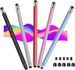 Stylus Pens for Touch Screens(5 Pack) 10 Replaceable Tips High Precision Capacitive Stylus Pen for iPad iPhone Android Tablets and All Universal Touch Screen Devices