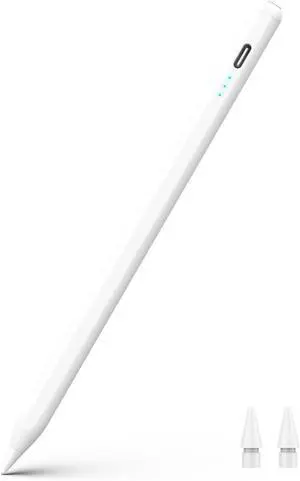 Stylus Pencil for iPad 2018-2025 Tilt Sensitivity Palm Rejection Compatible with iPad 6/7/8/9/10/11th Mini 5/6/7th Pro 11/12.9/13 Air 3/4/5th/M2&3 White