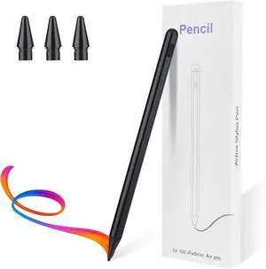 Stylus Pen for iPad Pencil 6-11th Generation(2018-2025) - 2X Fast Charge Active Pencil Compatible with  Pencil Pro 11/12.9/M4 Air 3/4/5/M2/M3 mini 5/6 Black