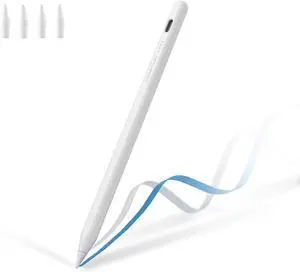 Stylus Pen for iPad 9th&10th Generation Active Pencil for iPad 11/10/9/8/7/6th Gen Pro 12.9/11/M4 Air 3/4/5/M2 Mini 5/6th No Bluetooth with Palm Rejection White