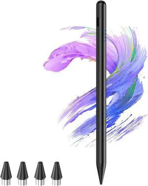 Stylus Pen for Android Touchscreen with 4 POM Tips Active Digital Stylus Pens for iPhone Magnetic Tablet Pen Compatible with iPhone///Vivo Writing & Drawing - Black