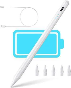 Stylus Pen for iPad 2018-2024 2X Fast Charge Pencil 2nd Generation Tilt Sensitivity and Palm Rejection Compatible with iPad 6/7/8/9/10 Pro 11/12.9 Air 3/4/5 Mini 5/6 (White)