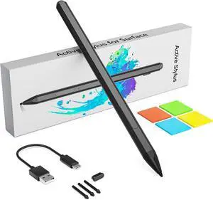Surface Pen - Surface Pro Pen Stylus for Surface Pro 11/9/10/8/X/7/6/5/4/3 USB-C Fast Charge Draw or Write Like on Paper Surface Pro 11 Copilot Pen for Surface Go 2/3/4/Book/Laptop/Studio