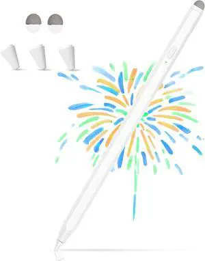 2-in-1 Pencil for  iPad Stylus Pen for iPad Stylus Pen for Touchscreen Suitable for iPad/iPhone//Android Smartphone and Tablets Compatible with All Touchscreen (White)
