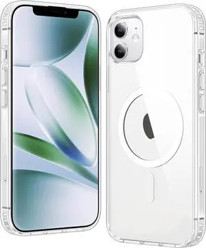 for iPhone 12 Case Clear: iPhone 12 Pro Case Magnetic Phone Cases Compatible with Magsafe Slim Anti Yellowing Military Grade Drop Protection Rugged Protective Transparent Cover (A-Clear)