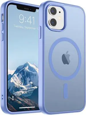Magnetic for iPhone 11 Phone Case(Compatible with MagSafe)(Military Grade Drop Protection) Translucent Matte Shockproof Phone Cover Blue Purple