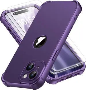 for iPhone 15 Case with [2 x Screen Protectors] [10 Ft Military Grade Drop Test] [Camera Protection] 360° Full Body Shockproof Slim Thin Phone Case iPhone 15 Cover 6.1 Purple