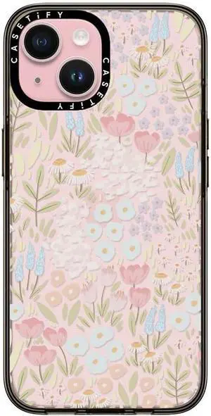 CASETIFY Compact Case for iPhone 15 [Lightweight / 4 ft. 2X Military Grade Drop Protection/Slim] - Eleanor - Clear Black