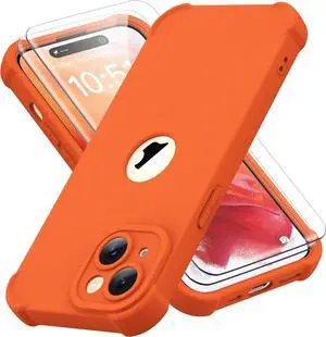 for iPhone 15 Case with [2 x Screen Protectors] [15 Ft Military Grade Drop Test] [Full Camera Protection] 360° Full Body Shockproof Slim Thin Phone Case iPhone 15 Cover 6.1 Orange