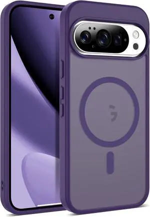 Compatible with Google Pixel 10 Case & Google Pixel 10 Pro Case with Magnetic [Compatible with Mag-Safe] Slim Translucent Matte Phone Cases with Anti-Fingerprint Tech Purple