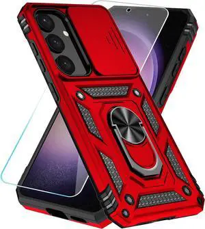 Phone Case for  Galaxy for S24 Plus / S25 Plus Case with HD Screen Protector & Kickstand & Slide Camera Cover Phone Case for S24 Plus / S25 Plus 6.7 Red