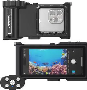 Bluetooth Waterproof Case 100 feet Smartest and lightest Diving Phone case for Divers and Adventurers Compatible for iPhone 17 16 15 14 13 12 11 Pro Max/XS/X  Galaxy (Black 3THPRO)