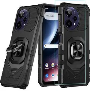 for Cricket iCon Plus 2026 Phone Case/Att Verge 2 Phone Case with Screen Protector Magnetic Ring Stand Dual Layer Rugged Corner Military Grade Case for Cricket iCon Plus 2026/Att Verge 2 Black