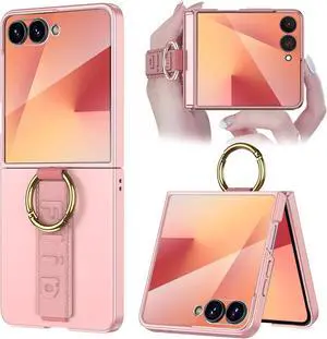 Finger Strap for  Galaxy Z Flip 7 Case with Ring & Screen Protector Full Body Shock-Absorption Protective Cover Galaxy Flip 7 5G Case Grip for  Z Flip 7 Phone Cover Women Men Green