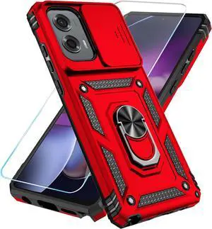 Phone Case for Motorola Moto G Stylus 5G 2024 Case with HD Screen Protector & Slide Camera Cover & Kickstand [Military-Grade] Phone Case for Moto G Stylus 5G 2024 Red