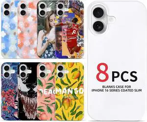 8pieces Sublimation Phone Cases for iPhone 16 e Pro Max Series Blank DIY Printable Phone Cover Customizable Sublimation Blanks Coated Slim Case (Glossy Compatible with iPhone 16Plus)