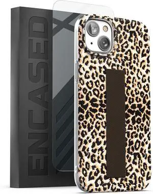 Finger Loop Case Designed for iPhone 14 with Hand Strap Grip - Screen Protector Included (Leopard)