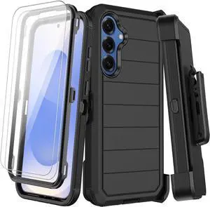 for  Galaxy S25 Plus Case with Belt Clip Holster 2X Screen Protector Heavy Duty Shockproof Drop Protection Military Grade Full Body Rugged Phone Cover with Kickstand (6.7) (Black)