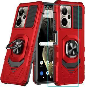 for Cricket Outlast 5G 2024 Case/AT&T Motivate Pro 5G Case with Screen Protector Dual Layer Military Grade Protection with Ring Stand Phone Case for Cricket Outlast 5G/ATT Motivate Pro 5G Red