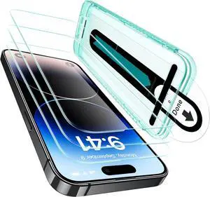 3 Pack for iPhone 14 Pro Max Screen Protector [9H Hardness] [Military Grade Shatterproof] Tempered Glass Film with Flawless Fit Tray