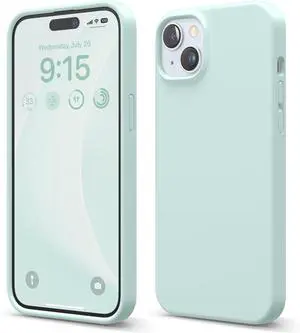 Compatible with iPhone 15 Plus Case Liquid Silicone Case Full Body Protective Cover Shockproof Slim Design Anti-Scratch Soft Microfiber Lining 6.7 inch (Mint)