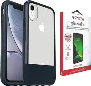 Statement Series for iPhone XR Case with ZAGG Screen Protector Extreme Shatter Protection - Bundle - (Clear/Dark Jade)