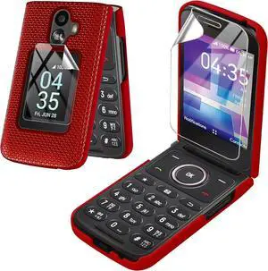 for TCL Flip 3 Phone case with Screen Protector Slim Hard Shell Protector Cover for T435 (2024) (TCL Flip 3 Red)