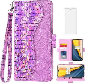 Phone Case for Cricket Debut S3/AT&T Vista 2 Wallet Cover with Tempered Glass Screen Protector and Wrist Strap Flip Card Holder Bling Glitter Cell Model U572AC ATT U572AA Women Girls Pink