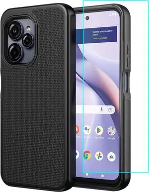 for Blu View Speed Ultra 5G B1660V Phone Case with Screen Protector Dual Layer Heavy Duty Military Grade Shockproof Corner Cover for Blu View Speed Ultra Black