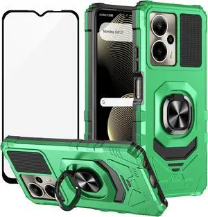 for Cricket Outlast 5G Case with Kickstand AT&T Motivate Pro 5G Case with Screen Protector for Magnetic Car Mount Heavy Duty Rugged Shockproof Cell Phone Cover-Green