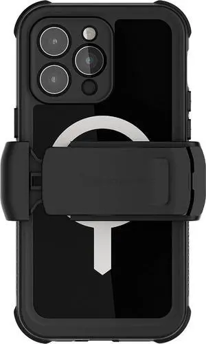 NAUTICAL Waterproof Case for iPhone 14 Pro Max Screen Camera Lens Protector Holster Belt Clip MagSafe Heavy Duty Shockproof Full Body Covers Designed for 2022  iPhone14ProMax 6.7 (Black)