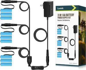 1 to 3 AC Power Supply Adapter Kit with On/Off Switch for AA Battery Replace 3 AA Battery