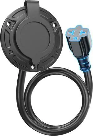 20A 125V AC Port Plug 12AWG Heavy-Duty RV Shore Power Inlet Plug with 5-in-1 T-Blade Adapter & 16 Extension Cord Waterproof AC Power Inlet Socket Outlet Box Integrated Outdoor Electrical Receptacle