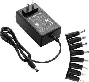 Power Adapter 12V-2A 1.5A 1.25A 1A AC/DC Power Cord 5.5x2.1mm with 8 Tips Made for Sceptre Monitor Echo Smart Speaker & Display Webcam Router Mini PC Projector CCTV Bluetooth Speaker