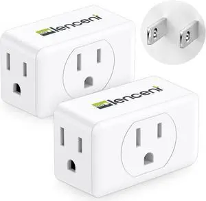 2 Prong to 3 Prong Outlet Adapter Wall Plug Extender Multiple Outlet Wall Plug with 3 AC Outlets Non-Grounded Outlets Expander for Japan Travel Kitchen Office Bathroom Older House 2 Pack