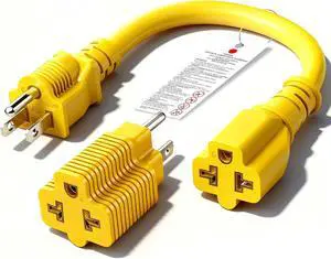 4-in-1 15 Amp to 20 Amp -1ft Extension Cable&Power Adapter T Blade Adapter - 5-15P to 5-20R 6-15R 6-20R12AWG AC Power Plug Adapter Cable