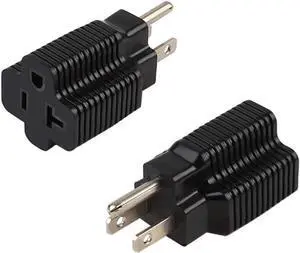 [2 Pack] Nema 15 Amp to 20 Amp Plug Adapter 5-15P to 5-15R/5-20R Outlet Converter 15 Amp Household AC Plug to 20 Amp T-Blade Power Adapter