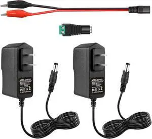 2 Pack 12V 1A AC/DC Power Supply - 100-240V AC to DC 12V 1A Power Adapter with 5.5x2.5mm & 5.5x2.1mm DC Plug
