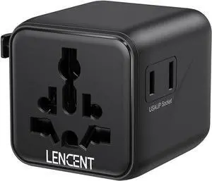 Universal Travel Plug Adapter International Power Adaptor with Dual AC Outlet Worldwide Wall Charger for US to Europe UK Iceland Spain Italy France Australia(Type C/G/A/I) Black