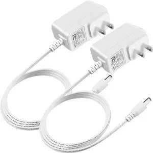 12V 1A AC Adapter Charger Regulated 12 Volt 1000mA Power Supply Cord for for ED Strip Light CCTV Camera BT Speaker GPS Webcam Router DC12V Transformer UL Listed 2-Pack White