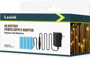 AC Power Supply Adapter for 4 AA Batteries AA Battery Replacement Adapter for LED Light LED Decorations (Black)